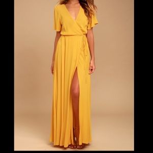 YELLOW WRAP DRESS